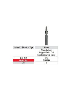 Pindex fúró Pin 0214 3mm befogó 2mm,L=6mm