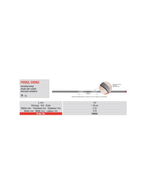 Edenta FXDS3 pol.csík gyémánt 10db,30mic.,0,10mmx3,75mmx147mm,fogazott,piros