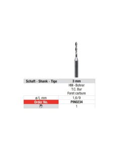 Pindex fúró Pin 0234 3mm befogó 1,6mm,L=9mm