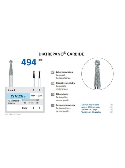 Horico Fg 494 020 016 Diatrepano karbidfejü gyémánt