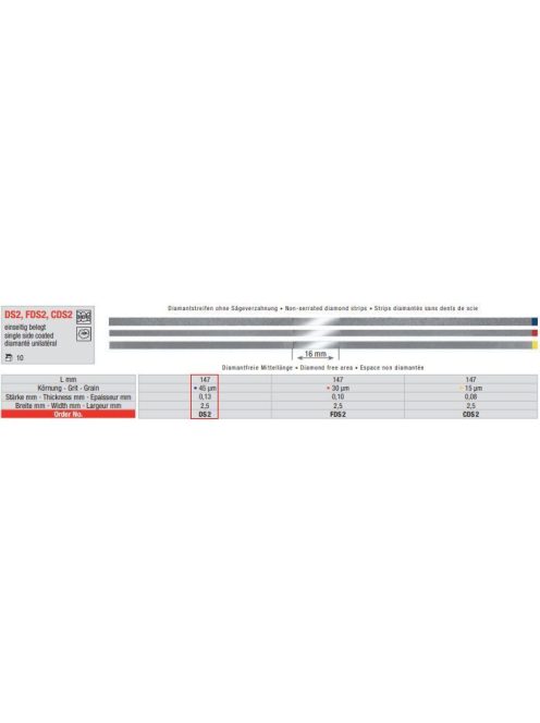 Edenta DS2 pol.csík gyémánt 10db,45mic.,0,13mmx2,5mmx147mm,kék