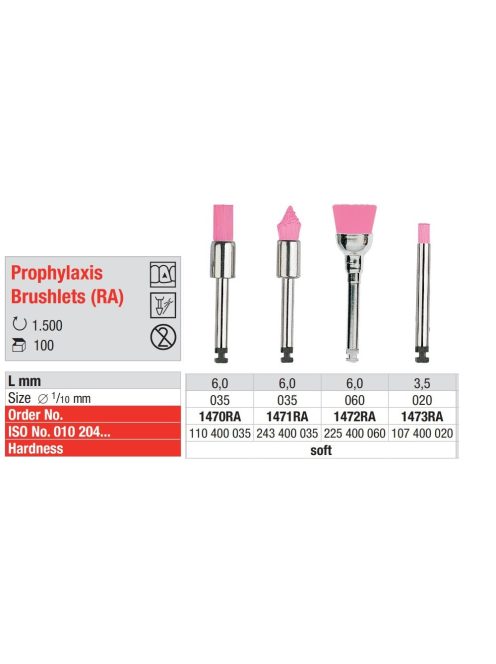 Prophylaxis 1472 RA polírkefe pink nylon,nagy kehely,finom