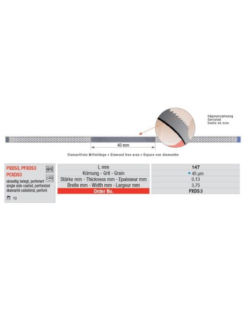 Edenta PCXDS3 pol.csík gyém.perf 10db,15mic.,0,08mmx3,75mmx147mm,fogazott,sárga,1o.