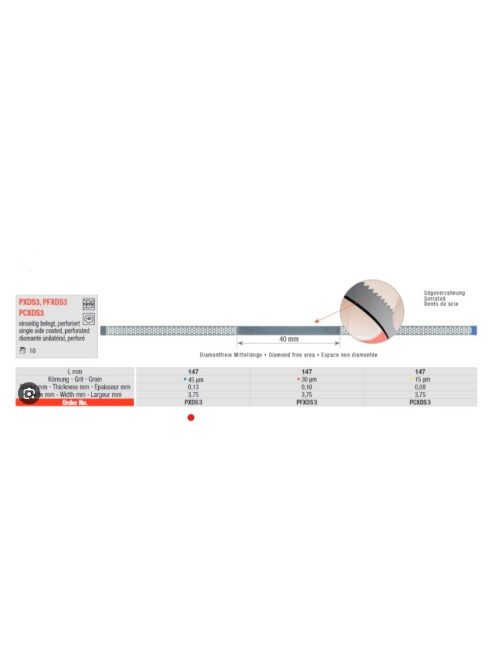 Edenta PXDS3 pol.csík gyém.perf 10db,45mic.,0,13mmx3,75mmx147mm,fogazott,kék,1o.