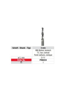 Pindex fúró Pin 0224 3mm befogó 3mm,L=11mm,kónikus
