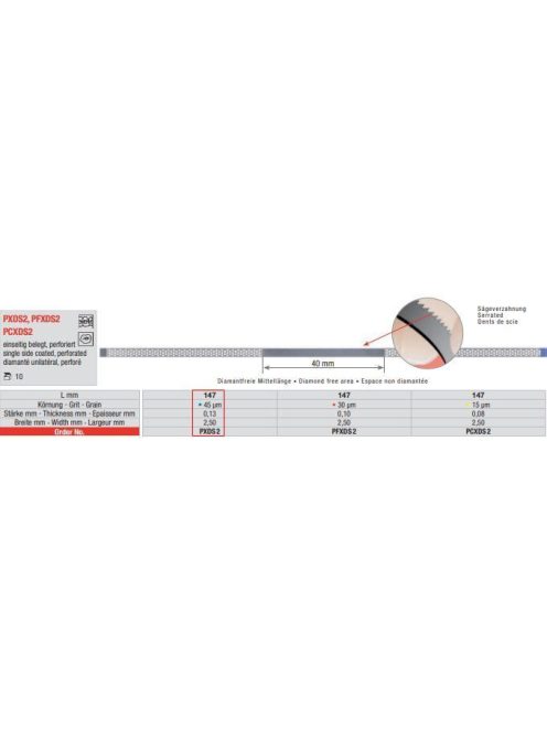 Edenta PXDS2 pol.csík gyém.perf 10db,45mic.,0,13mmx2,50mmx147mm,fogazott,kék,1o.