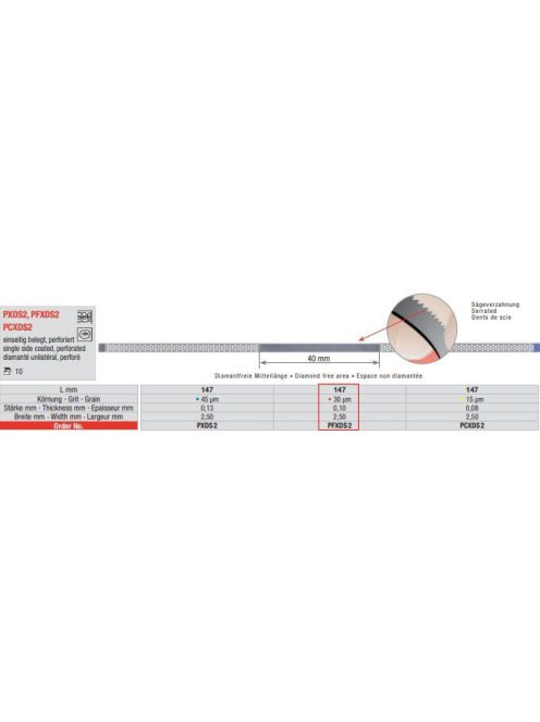 Edenta PFXDS2 pol.csík gyém.perf 10db,30mic.,0,10mmx2,50mmx147mm,fogazott,piros,1o.