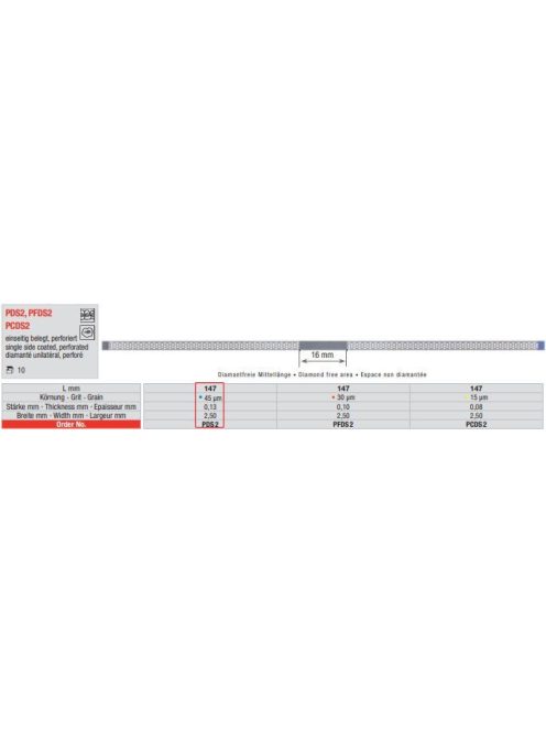 Edenta PDS2 pol.csík gyém.perf 10db,45mic.,0,13mmx2,50mmx147mm,nem fogazott,kék,1