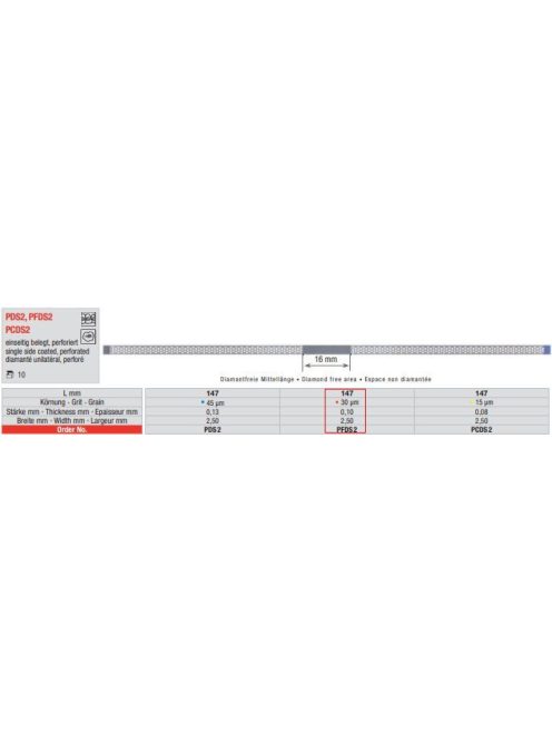 Edenta PFDS2 pol.csík gyém.perf 10db,30mic.,0,10mmx2,50mmx147mm,nem fogazott,piros