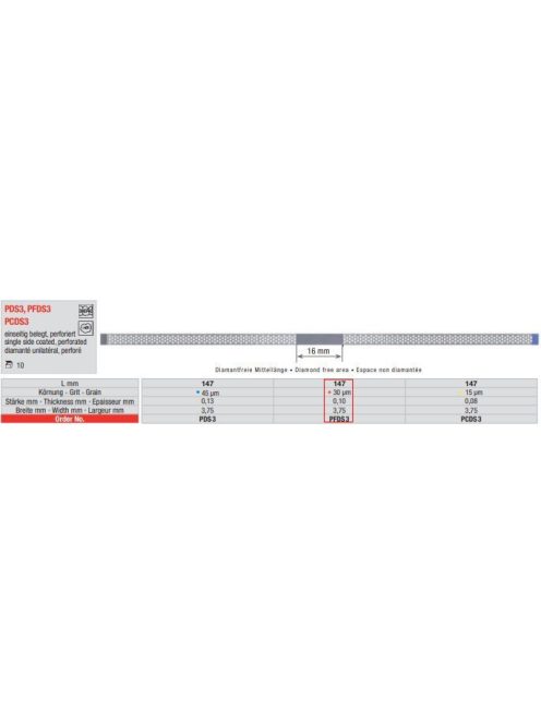 Edenta PFDS3 pol.csík gyém.perf 10db,30mic.,0,10mmx3,75mmx147mm,nem fogazott,piros