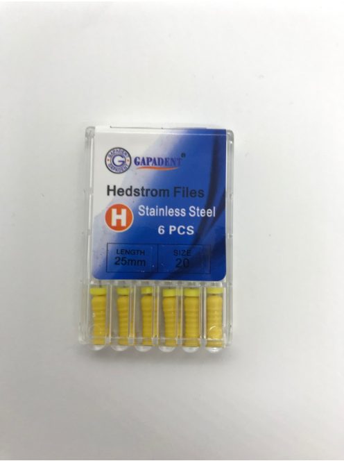H-File Gapadent 25mm,20,sárga 6db,kézi