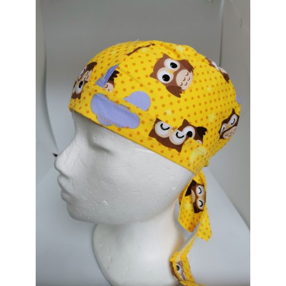 Műtéti sapka TAG Bagoly 10/28 sárga,Yellow Owls
