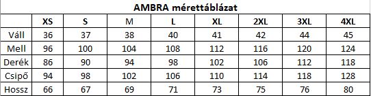 Mérettáblázat AMBRA